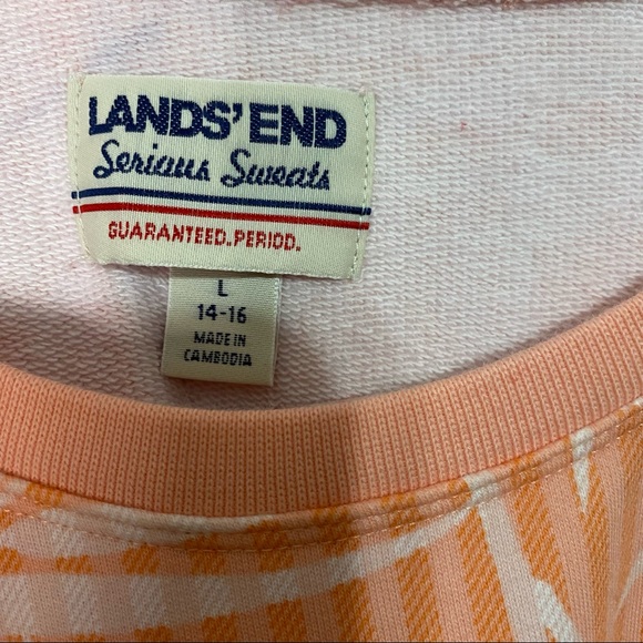 Lands’ End Serious Sweats Tunic Length Peach Palm Print - Picture 5 of 8